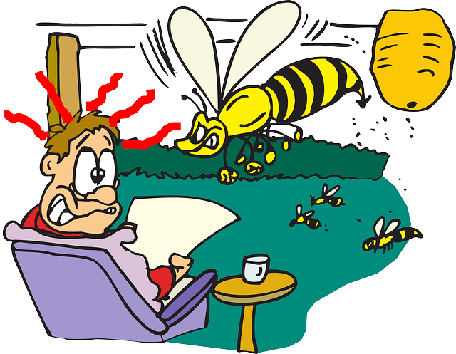 flying bee stings man