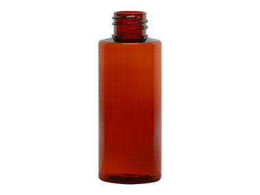 Dark Amber 2oz PET Cylinder Round Bottle